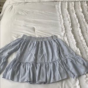 Bell sleeve striped blouse